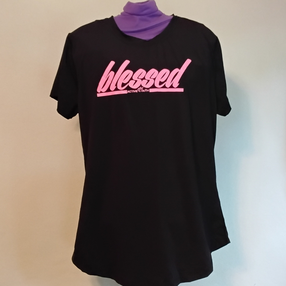 Active Faith Sports XL "Blessed" Pink Graphics Angel Wing Logo on Shoulders